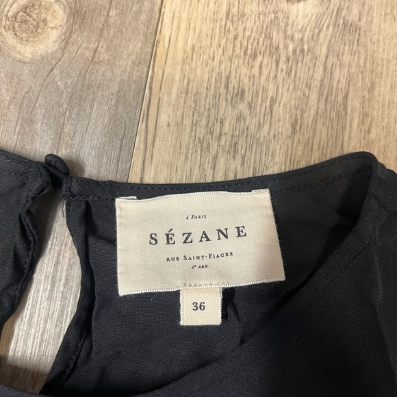 Sezane Léopoldine Silk Blouse Black Size EU 36 or US 6 Quiet Luxury Embroidered - Picture 3 of 14